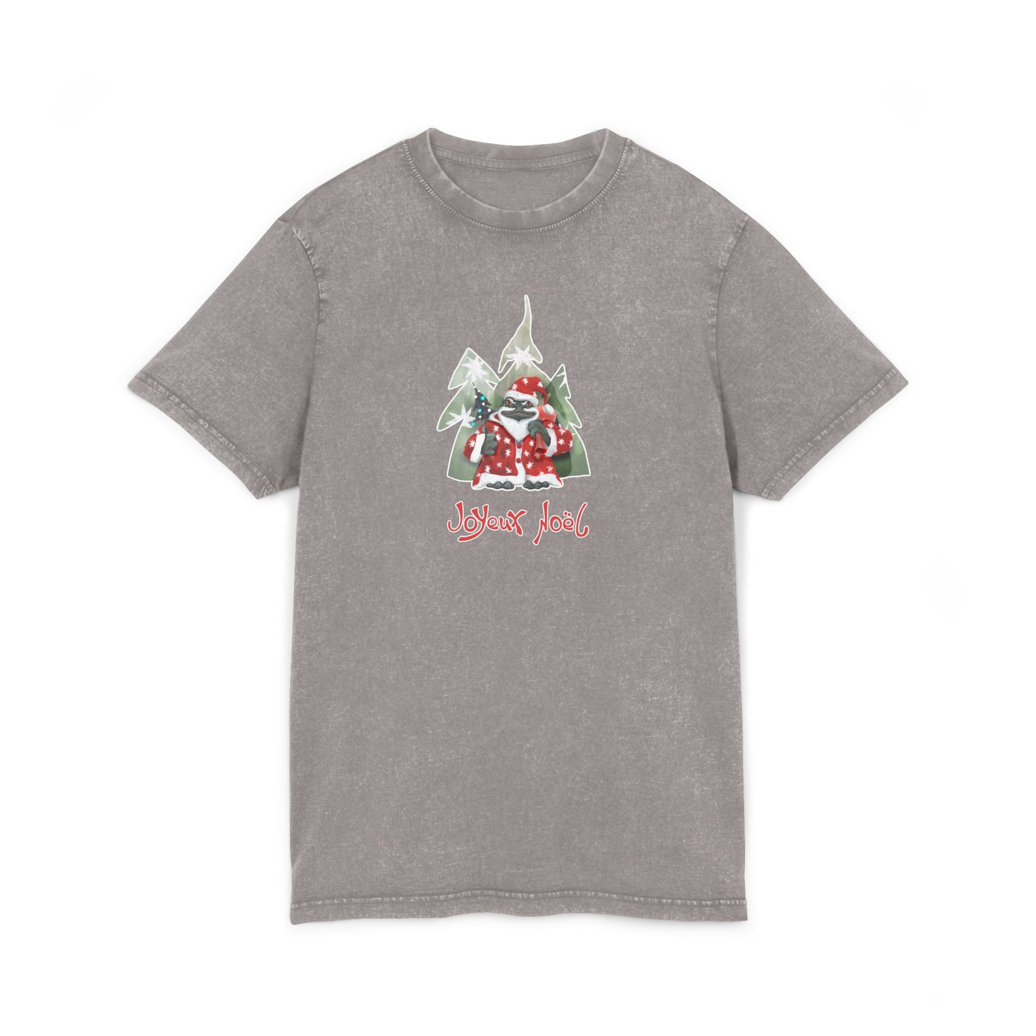 T-Shirt Effet Délavé Acide - Motifs de Noël (3 Designs)