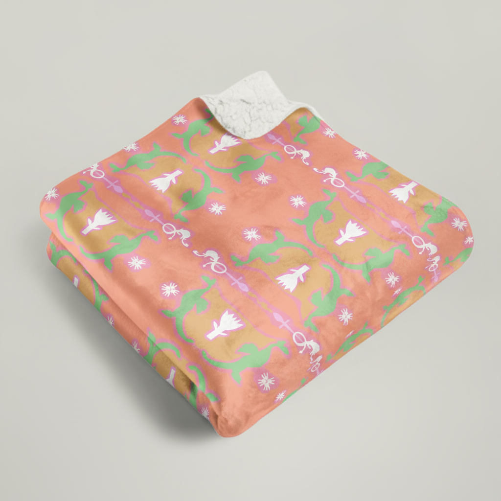 Couverture Sherpa Douillette avec Motif de Dragons Verts