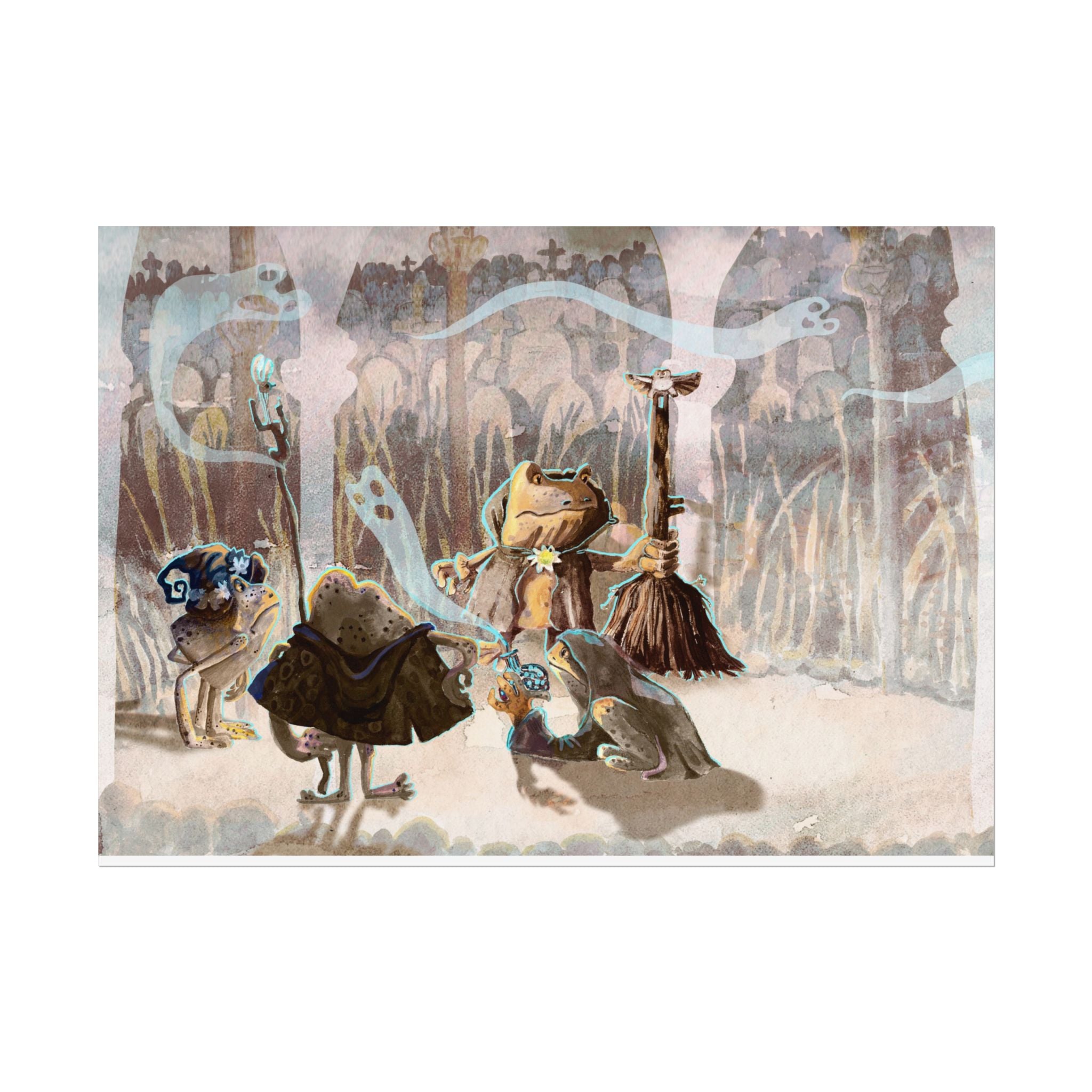 Mystical Frogs Witch Poster - Halloween Wall Decor