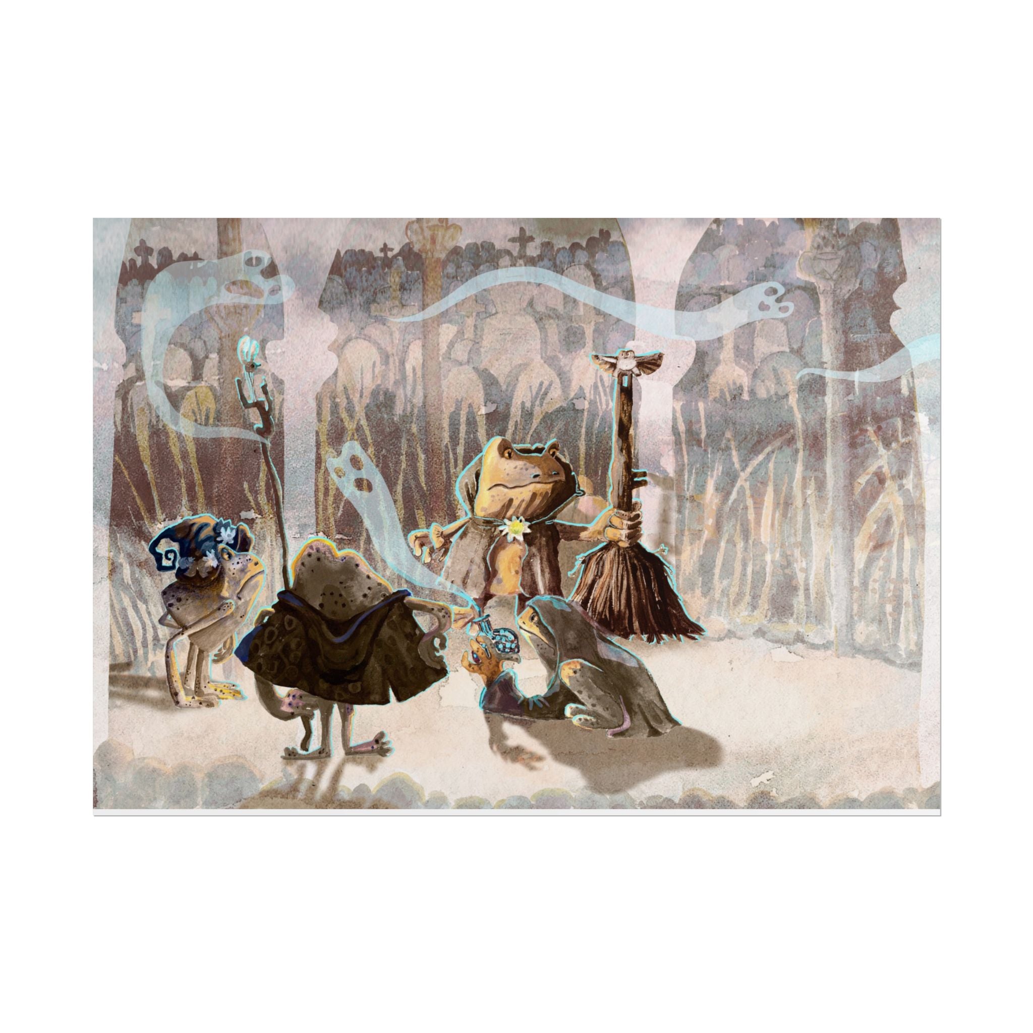 Mystical Frogs Witch Poster - Halloween Wall Decor
