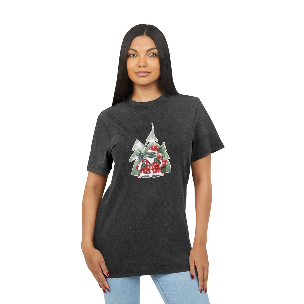 T-Shirt Effet Délavé Acide - Motifs de Noël (3 Designs)