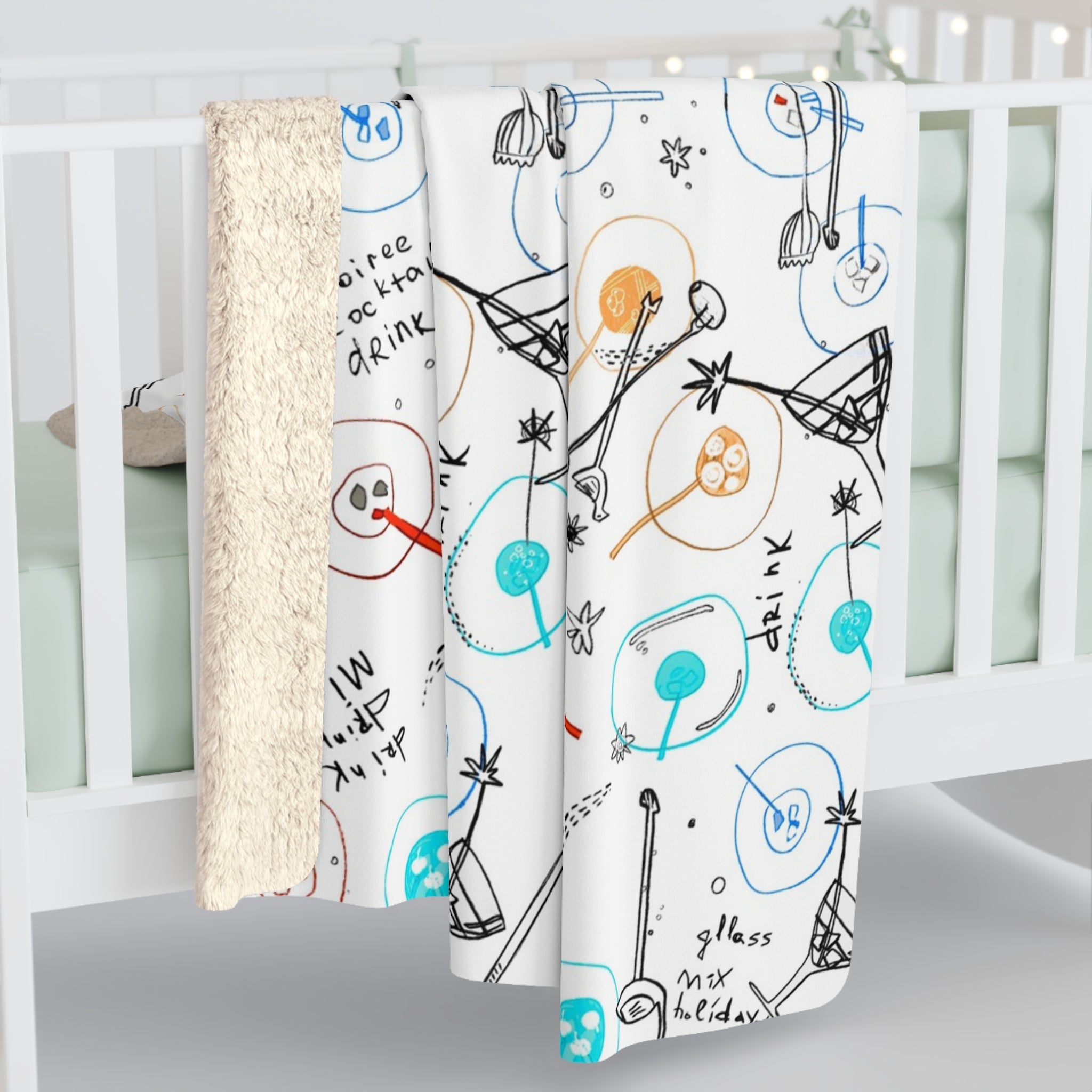 Plaid Sherpa Fleece Fête et Cocktails - Couverture Confort