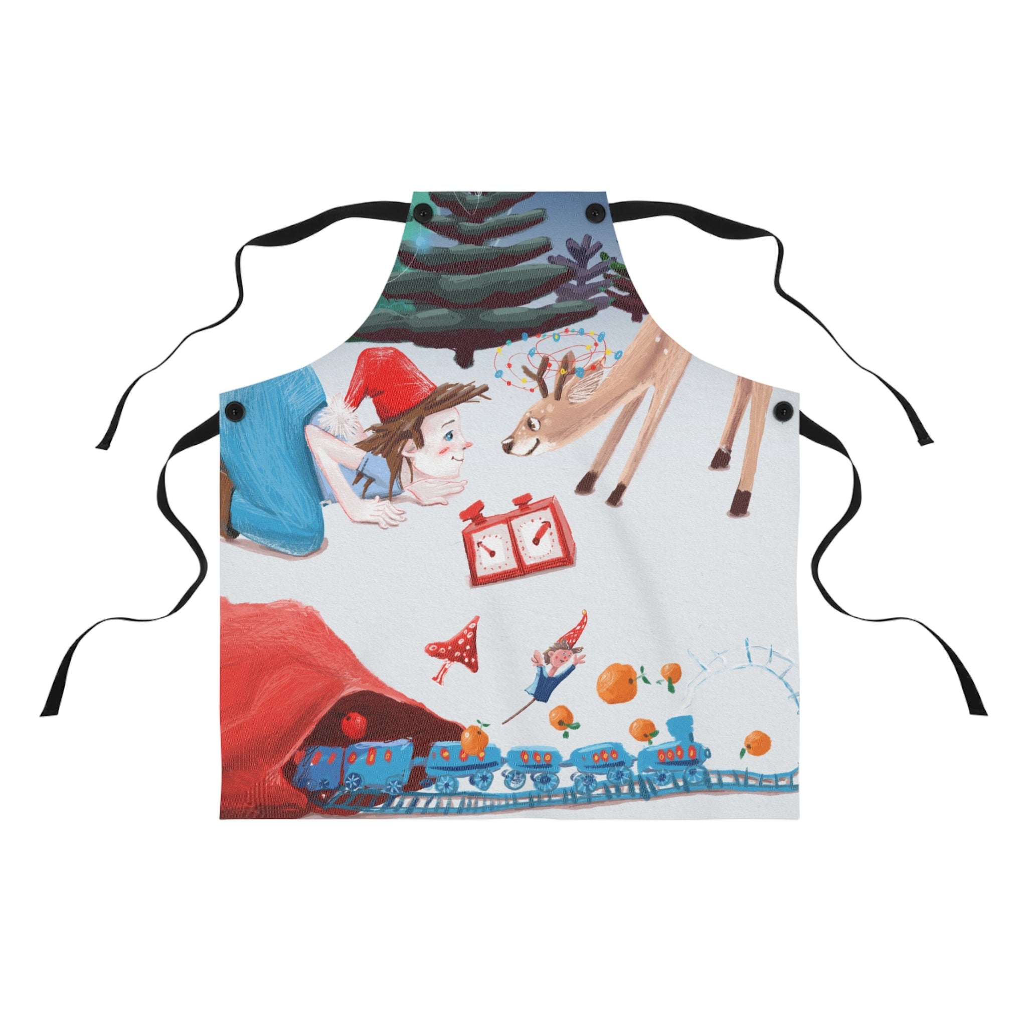 Tablier de Noël Festif - Jeune Père Noël et Renne - Parfait pour la Cuisine des Fêtes