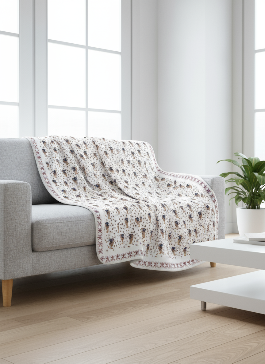 Couverture Sherpa Douillette avec Motif Grenouille Petite Sorcière