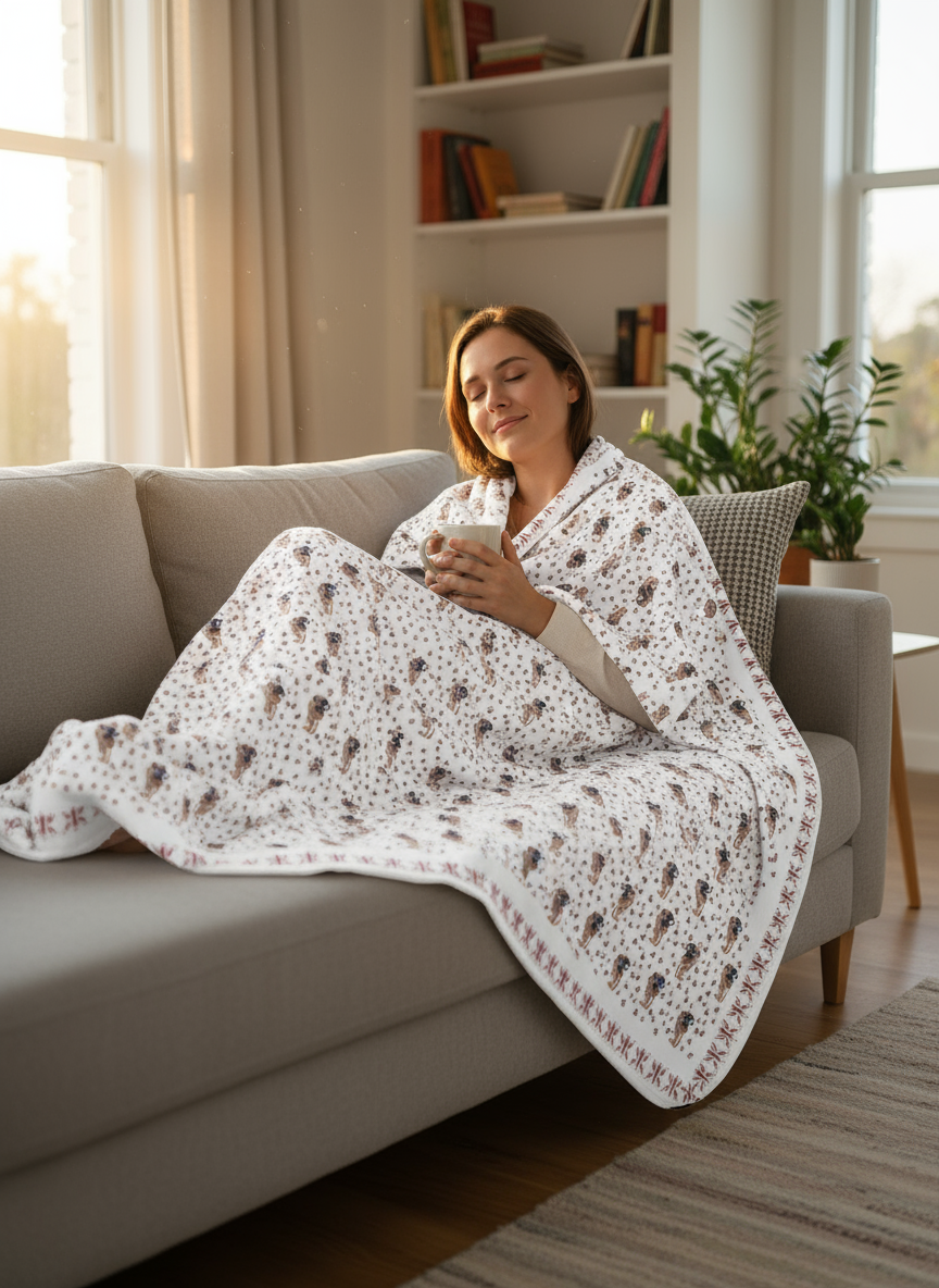 Couverture Sherpa Douillette avec Motif Grenouille Petite Sorcière