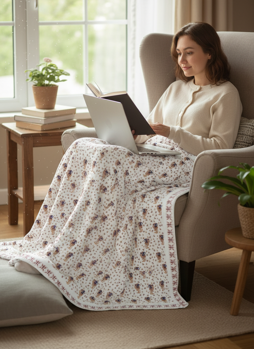 Couverture Sherpa Douillette avec Motif Grenouille Petite Sorcière