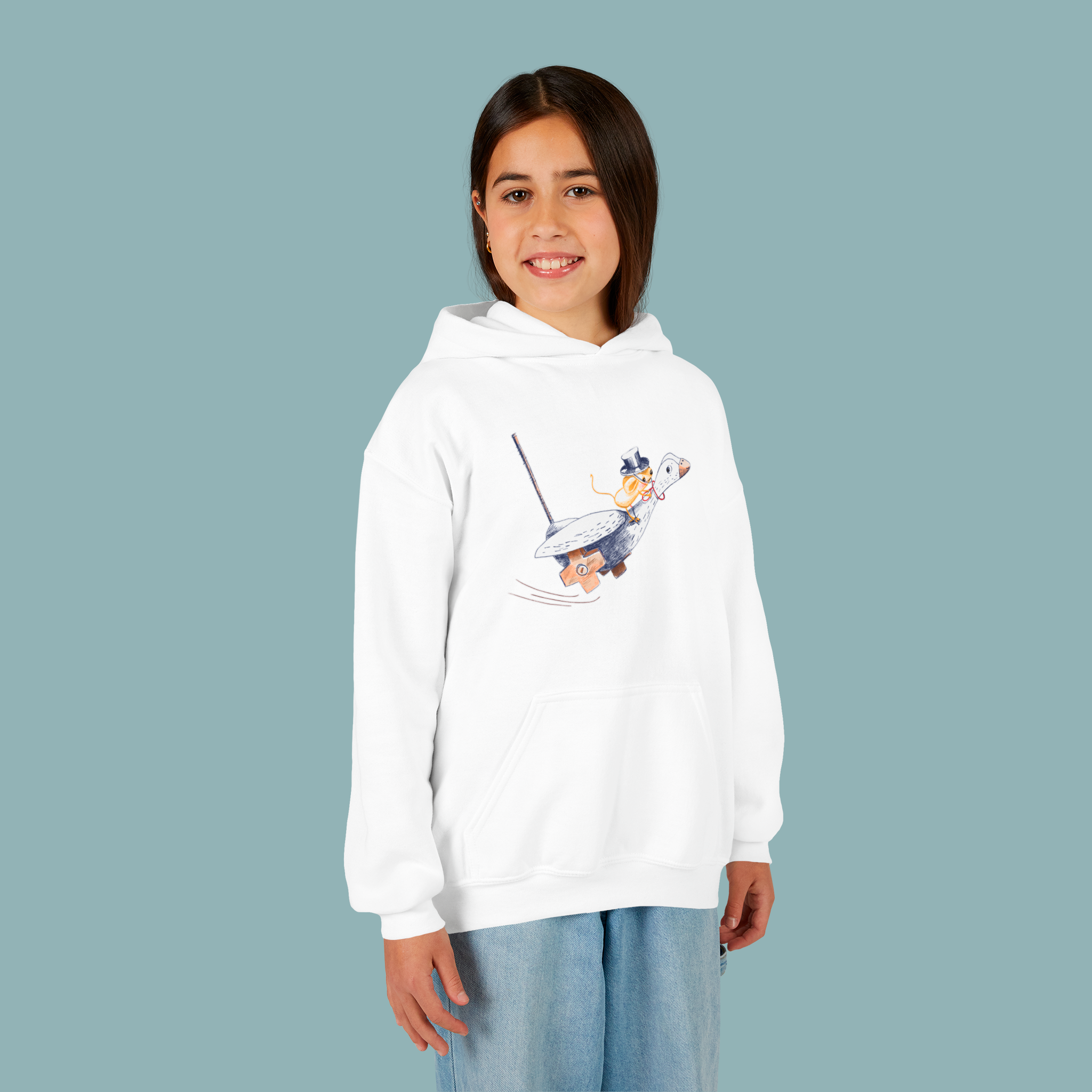 Hoodie jeune - Souris sur une oie