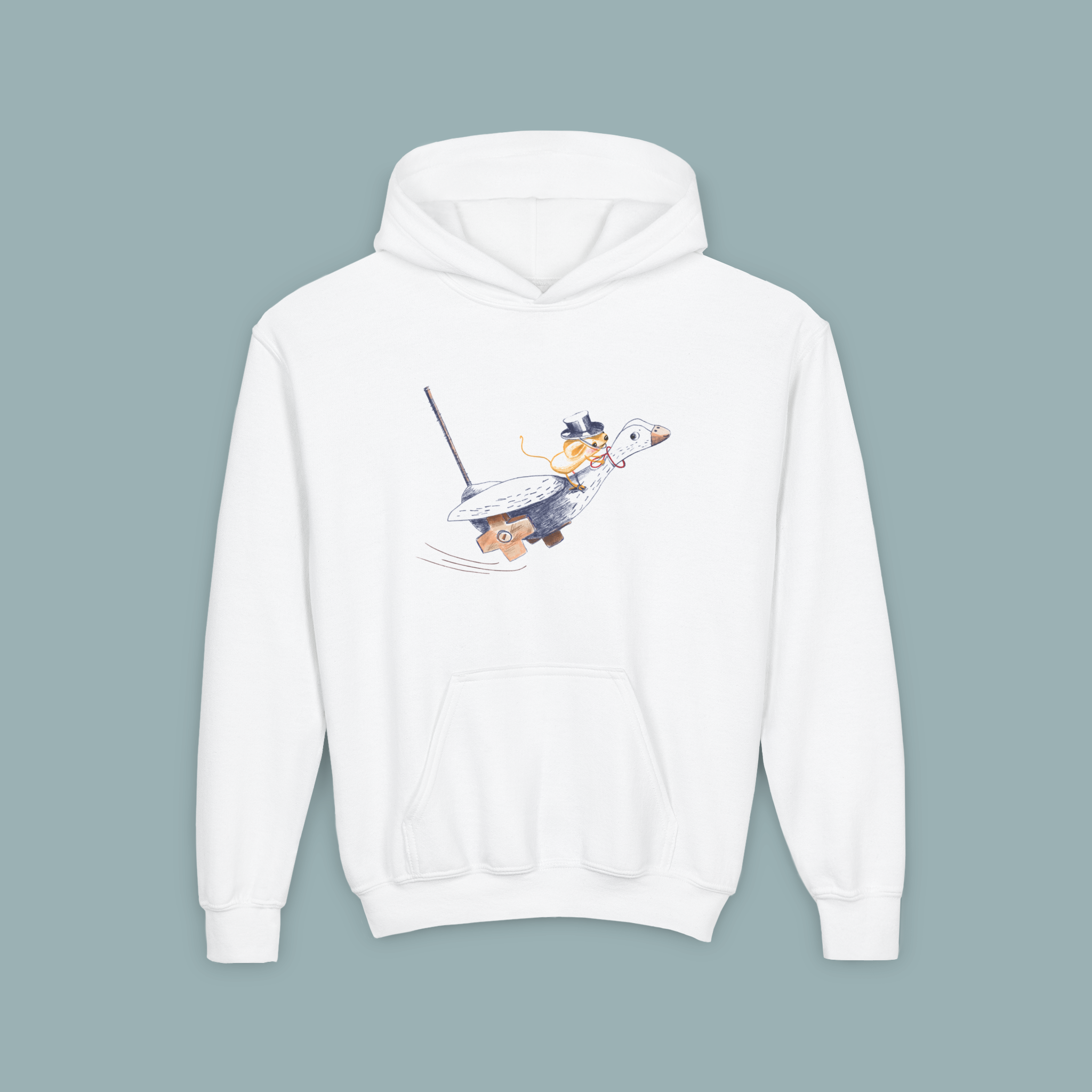 Hoodie jeune - Souris sur une oie