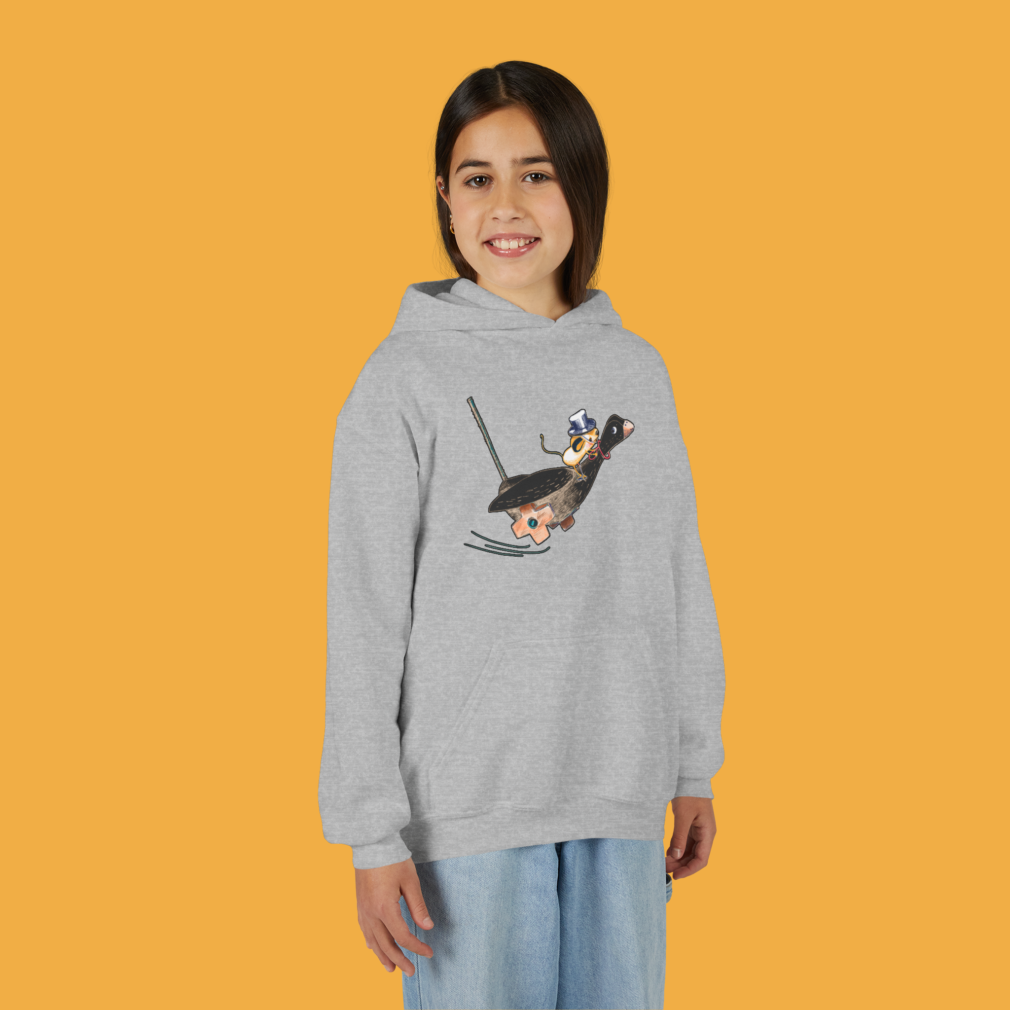 Hoodie jeune - Souris sur une oie
