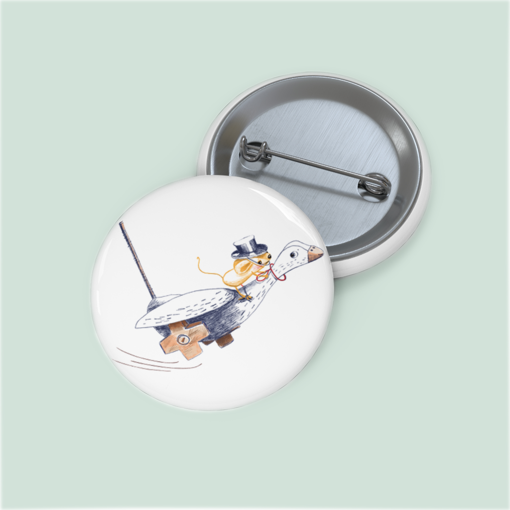 Badge Épingle — Souris Sur une Oie