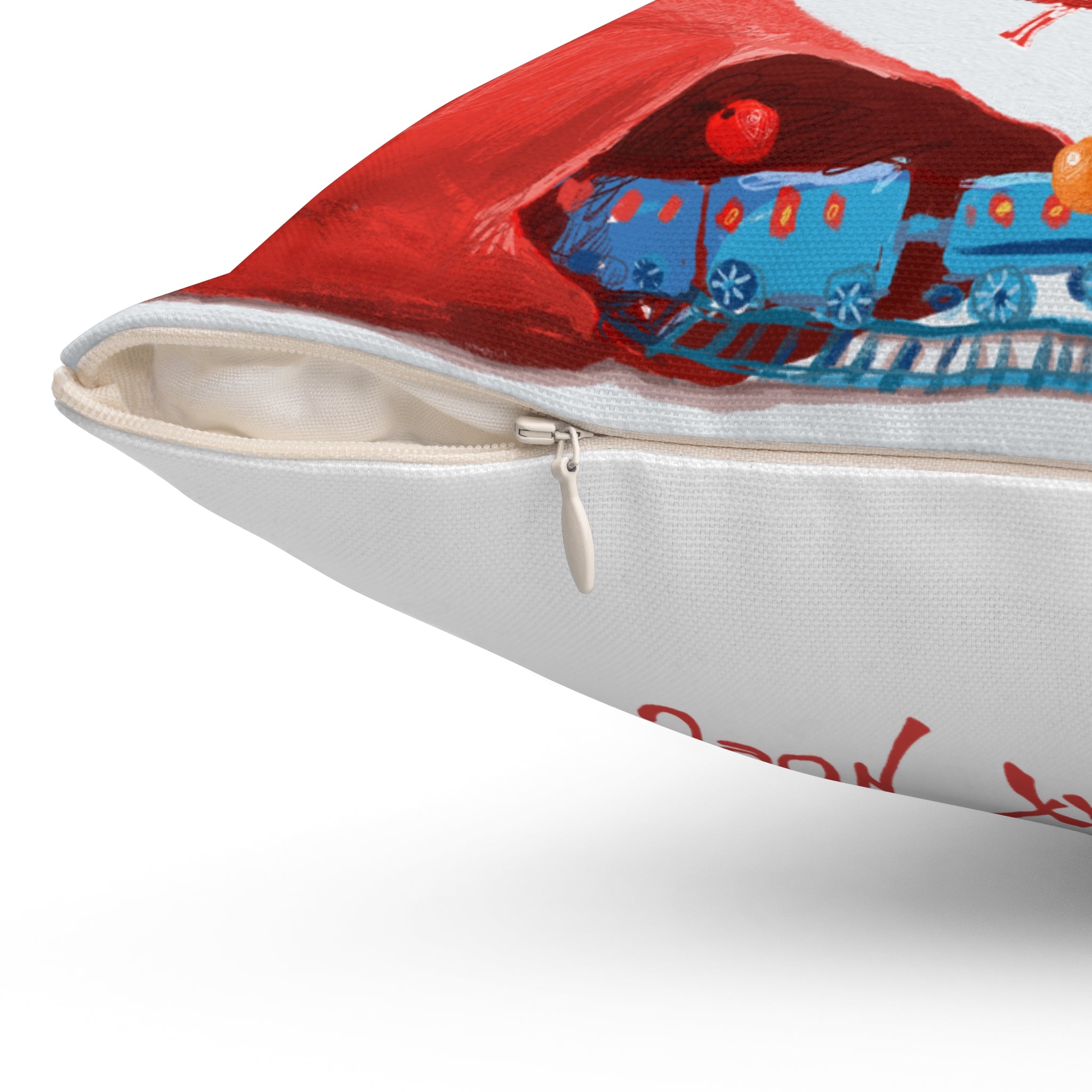 Coussin Carré Noël — Jeune Père Noël et Petit Renne