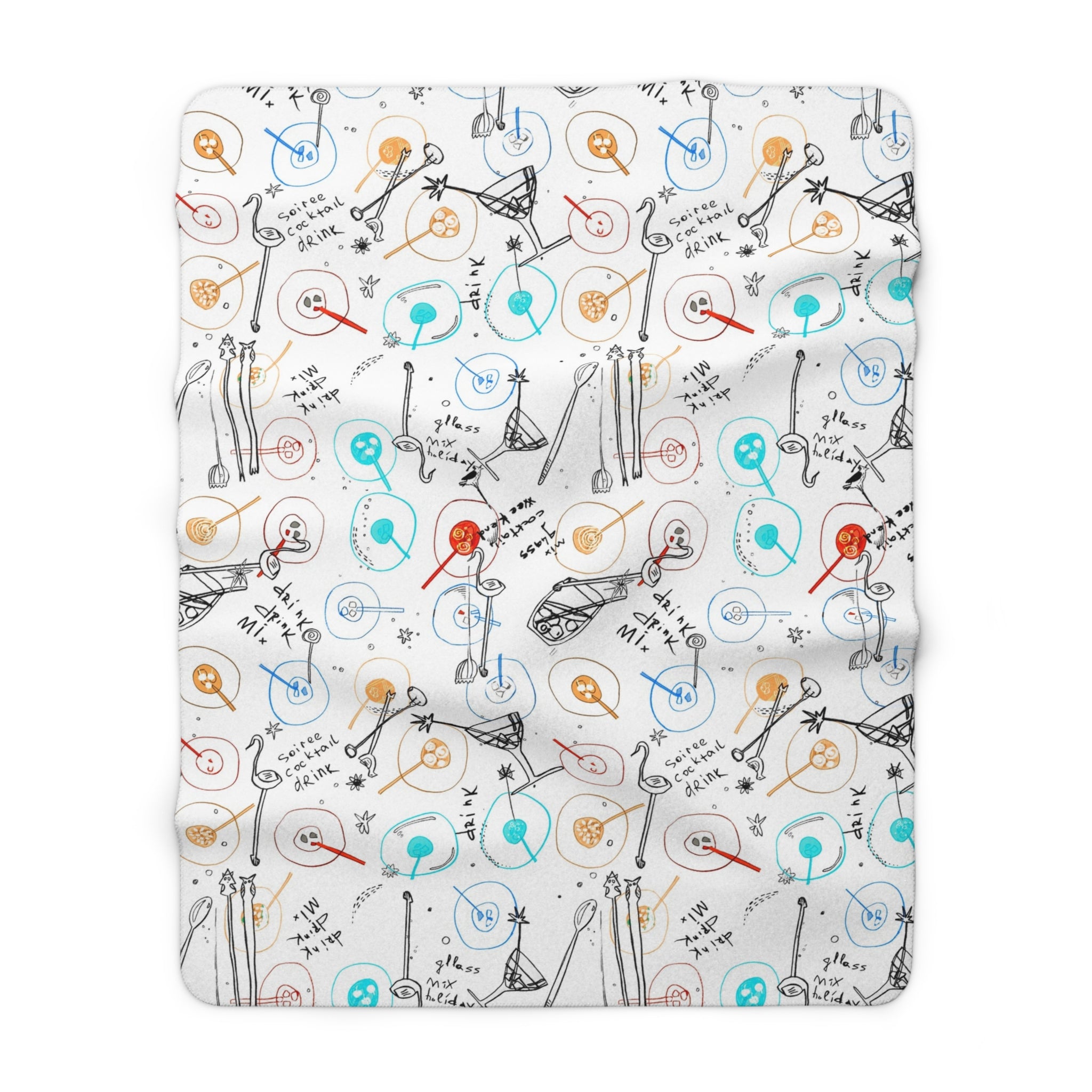 Plaid Sherpa Fleece Fête et Cocktails - Couverture Confort