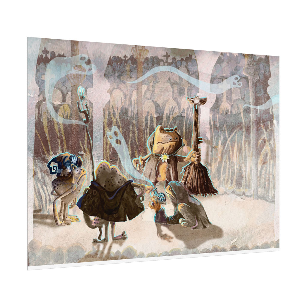 Mystical Frogs Witch Poster - Halloween Wall Decor