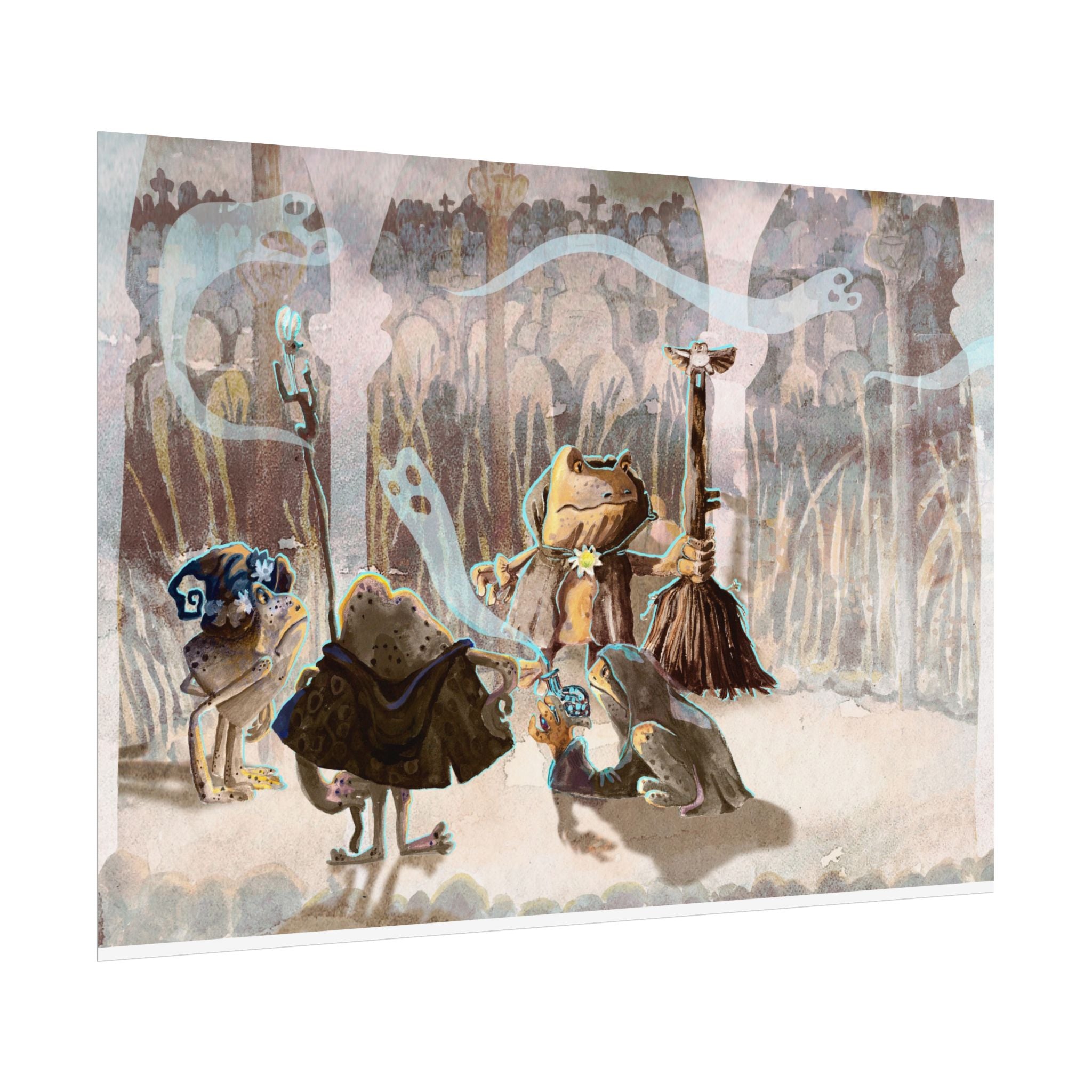 Mystical Frogs Witch Poster - Halloween Wall Decor