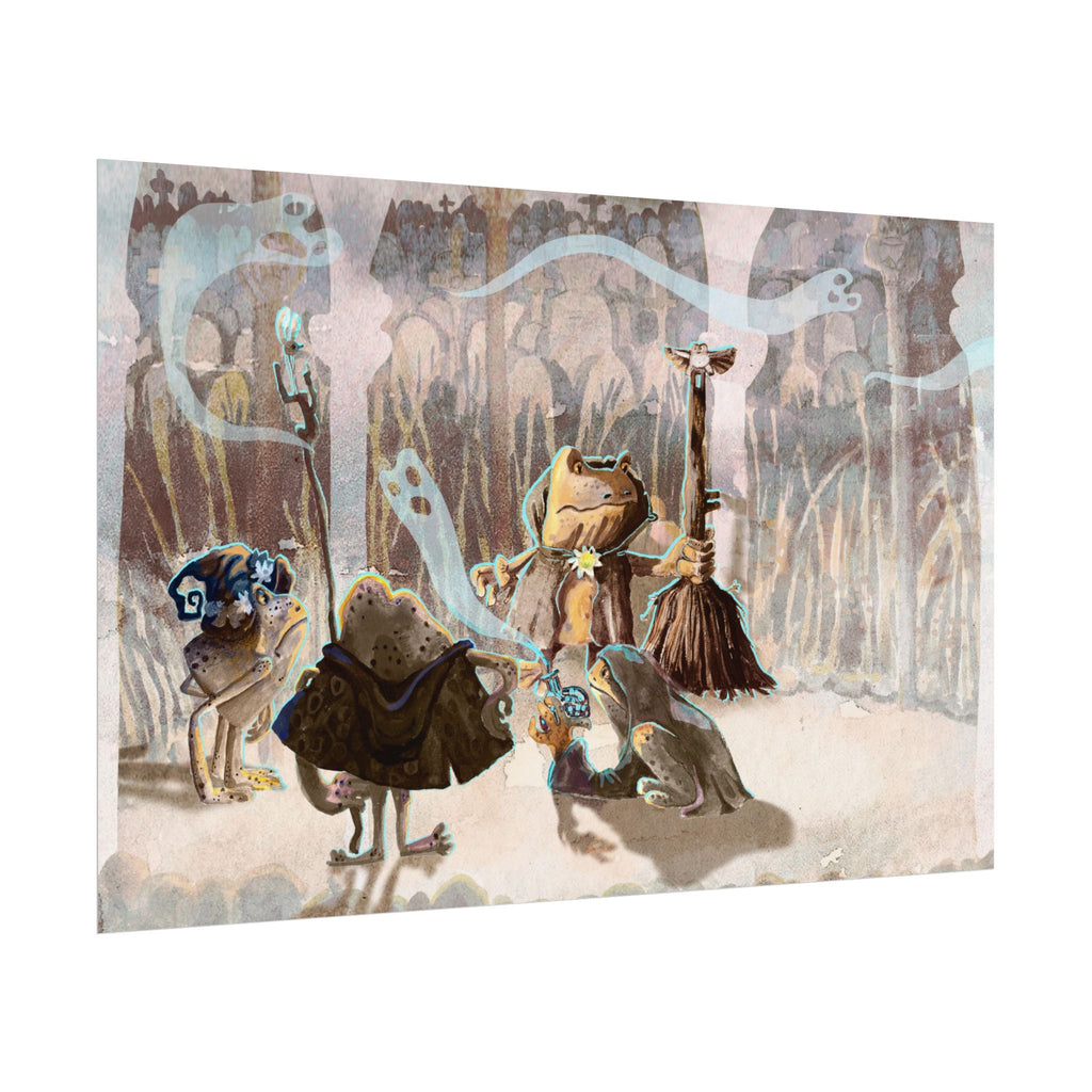 Mystical Frogs Witch Poster - Halloween Wall Decor