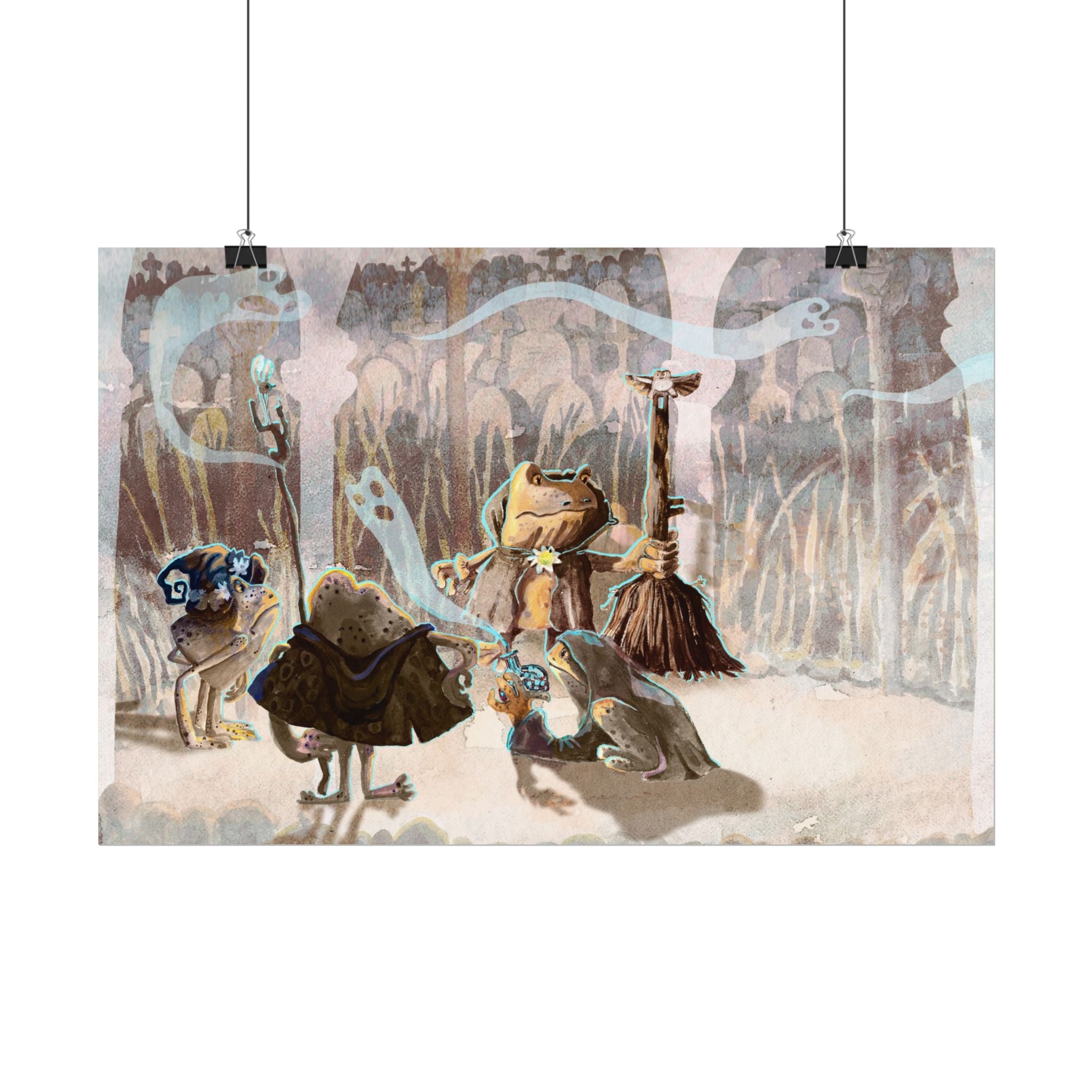 Mystical Frogs Witch Poster - Halloween Wall Decor