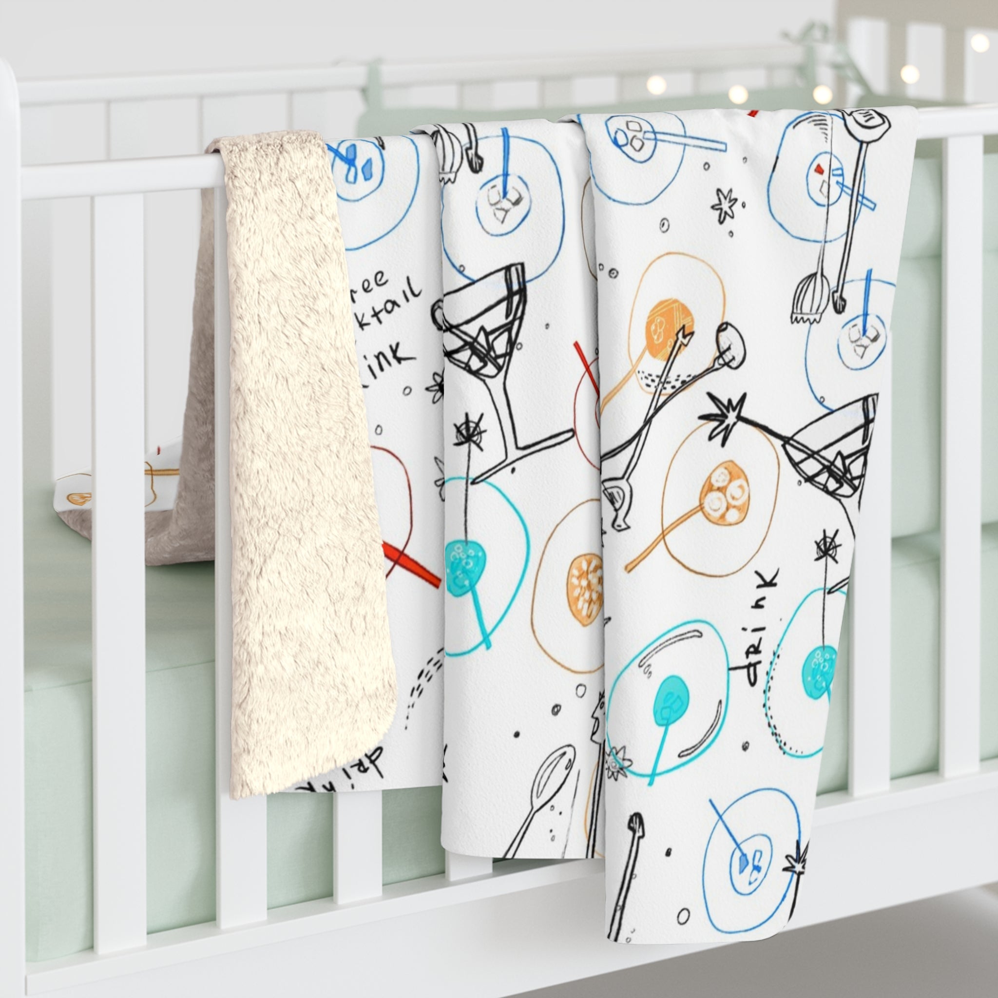 Plaid Sherpa Fleece Fête et Cocktails - Couverture Confort