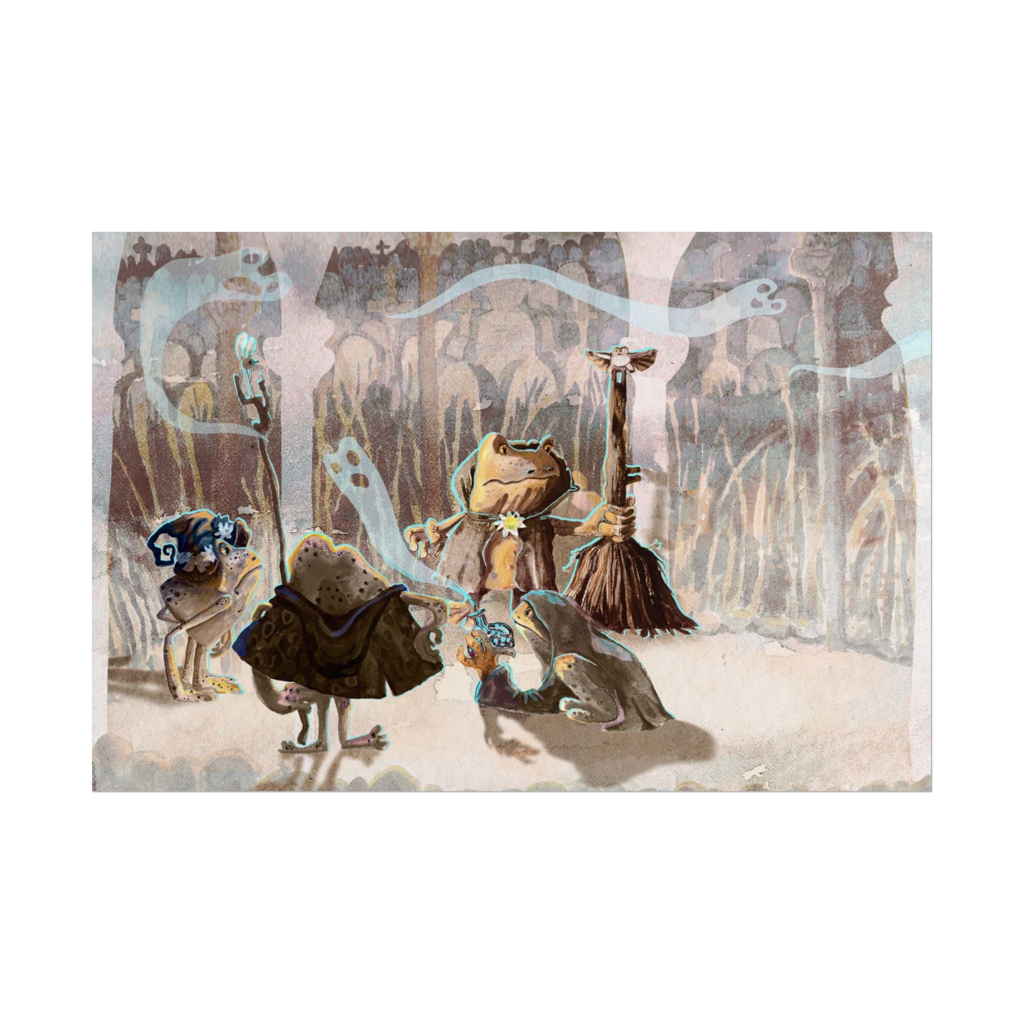 Mystical Frogs Witch Poster - Halloween Wall Decor