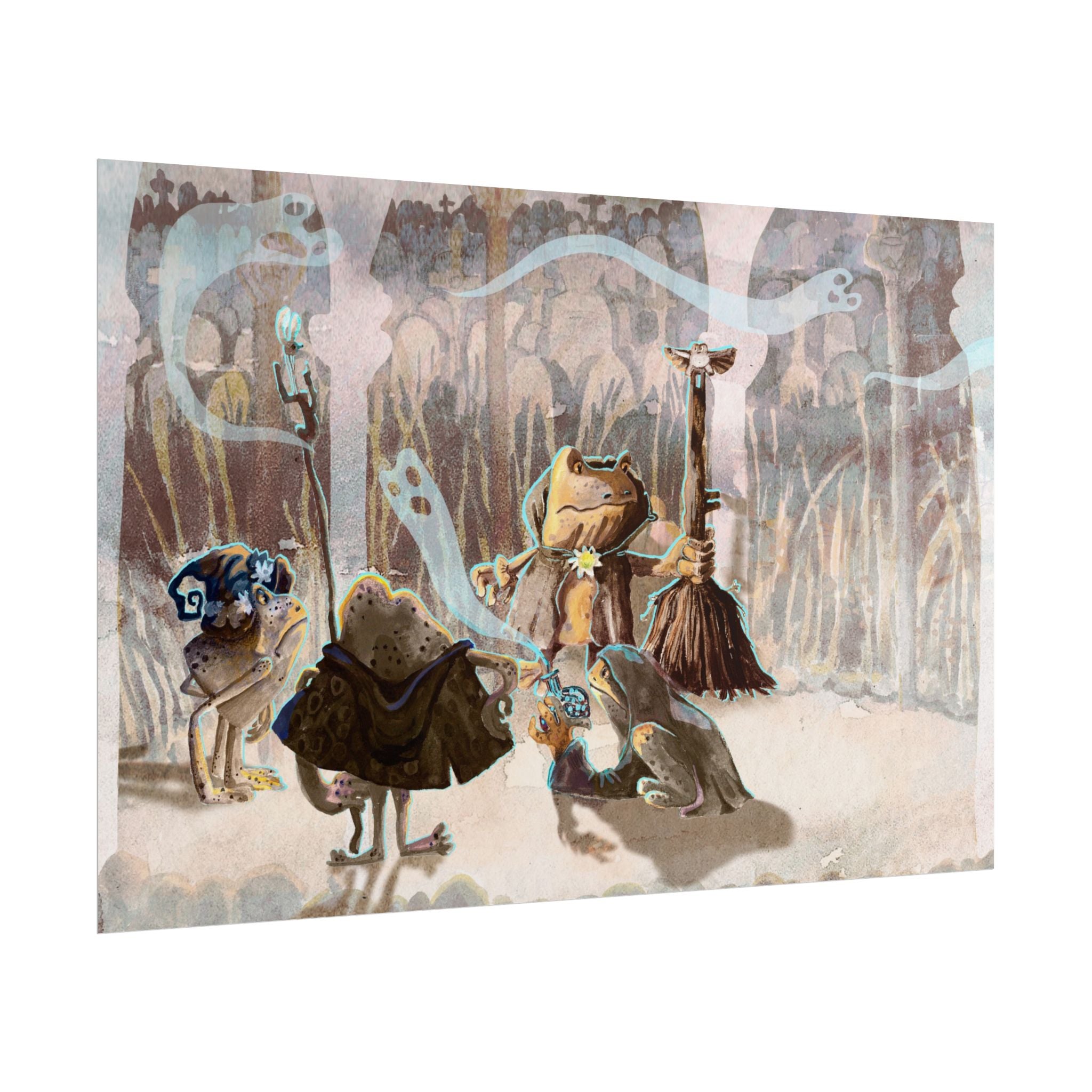Mystical Frogs Witch Poster - Halloween Wall Decor