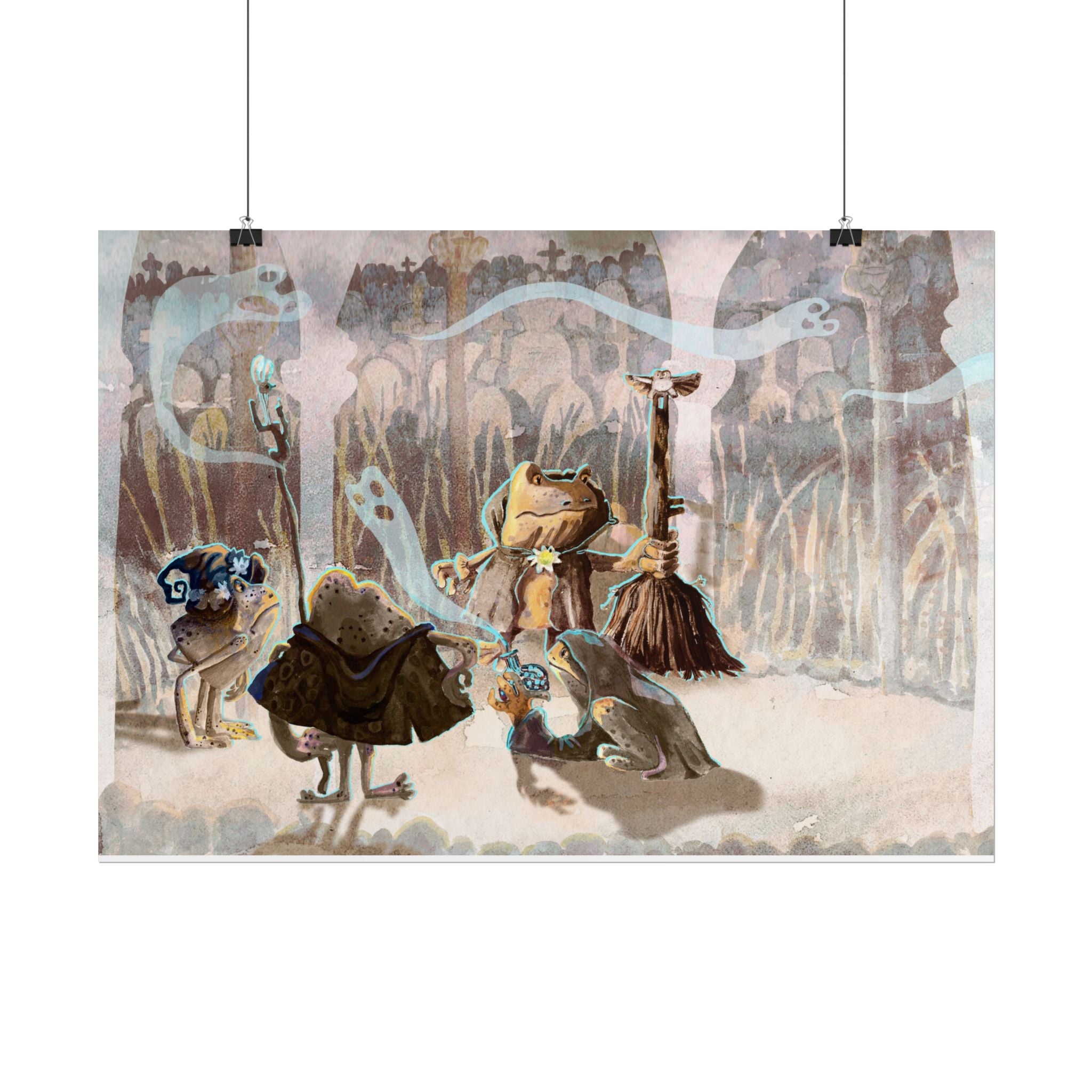 Mystical Frogs Witch Poster - Halloween Wall Decor