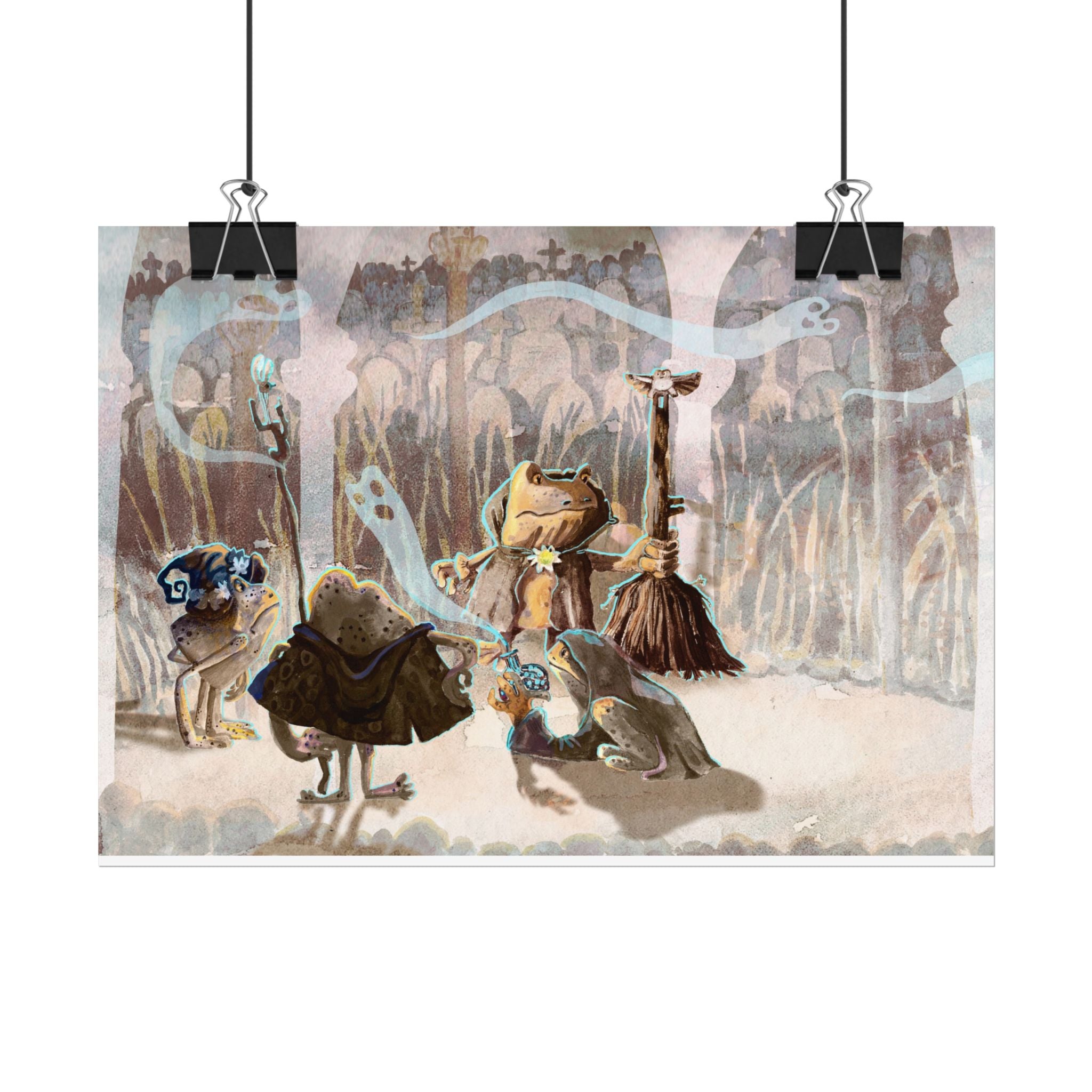 Mystical Frogs Witch Poster - Halloween Wall Decor
