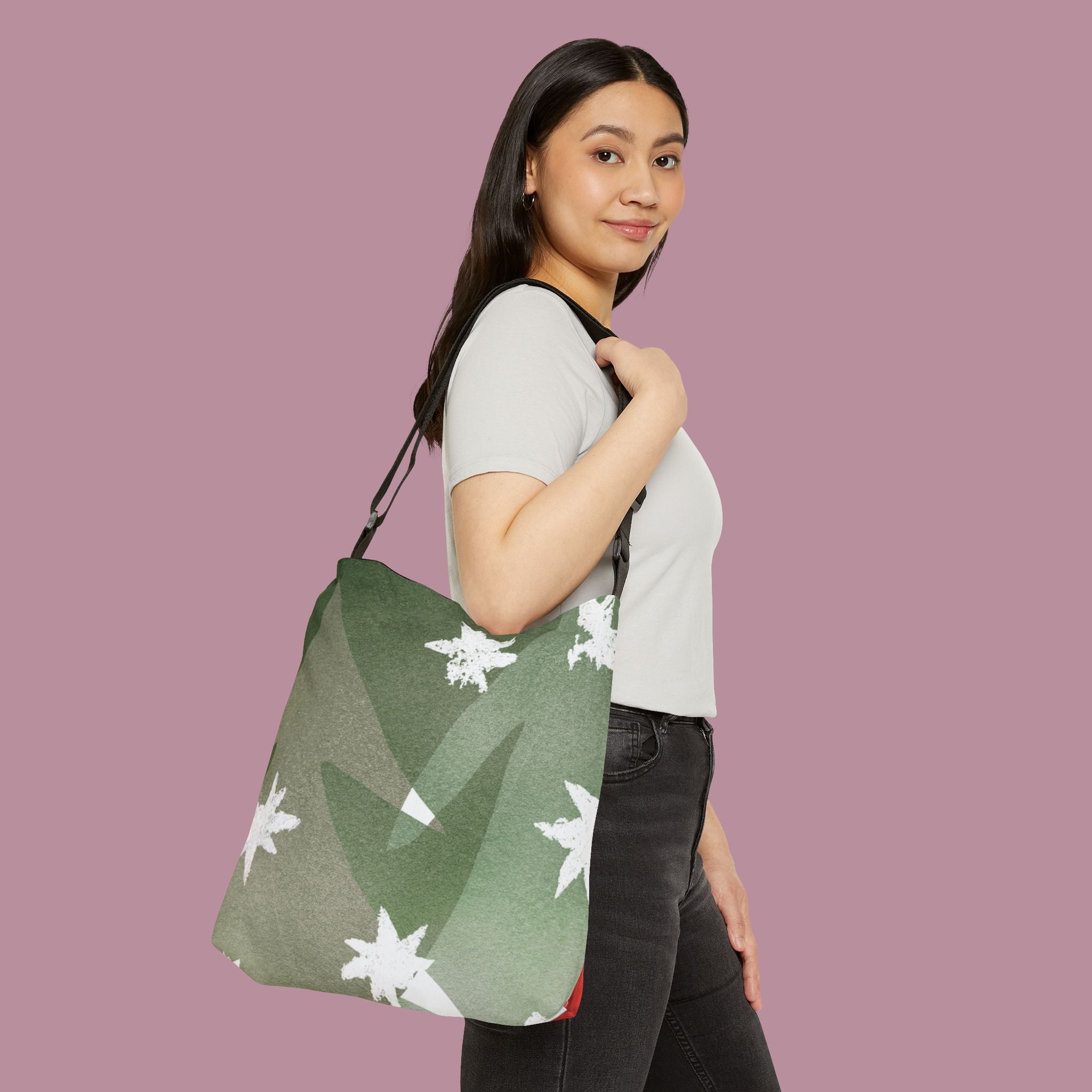 Sac Cabas — Scène Hivernale Jeune Père Noël et Petit Renne