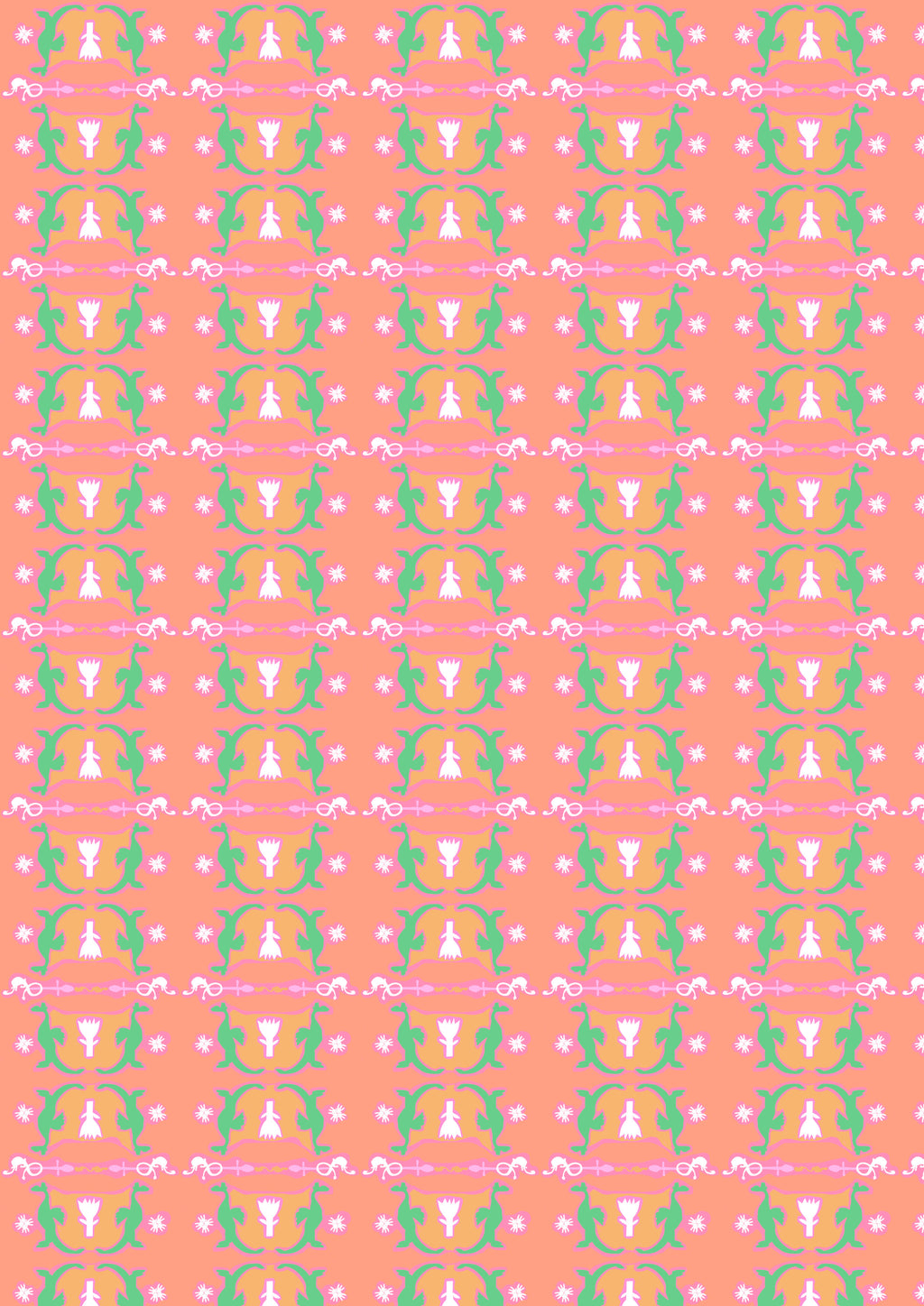 🆕 Motif Géométrique Dragons - Style Folklorique