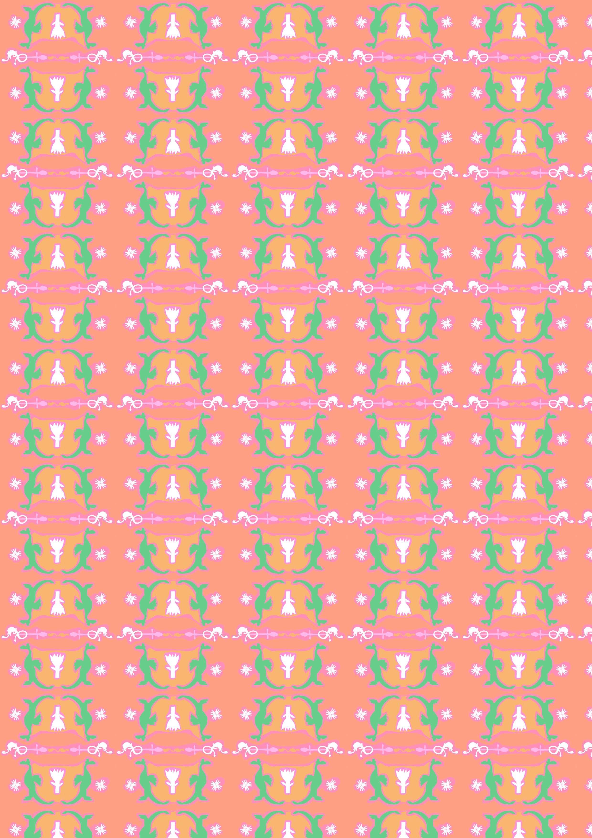 🆕 Motif Géométrique Dragons - Style Folklorique