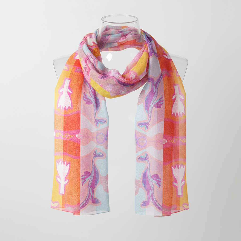 Мокап летнего шарфа с ярким дизайном