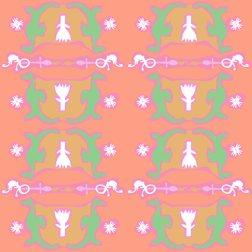 🆕 Motif Géométrique Dragons - Style Folklorique