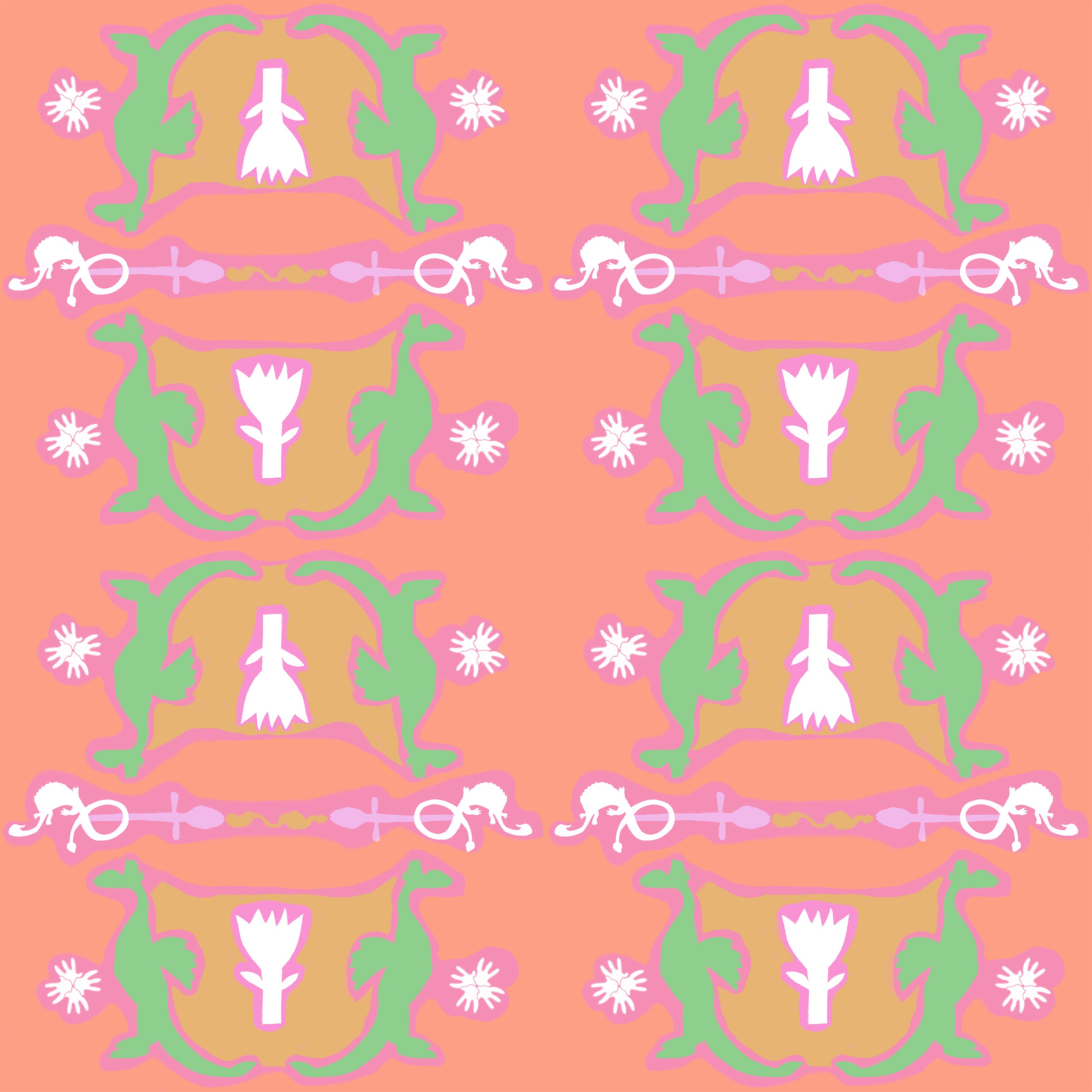 🆕 Motif Géométrique Dragons - Style Folklorique