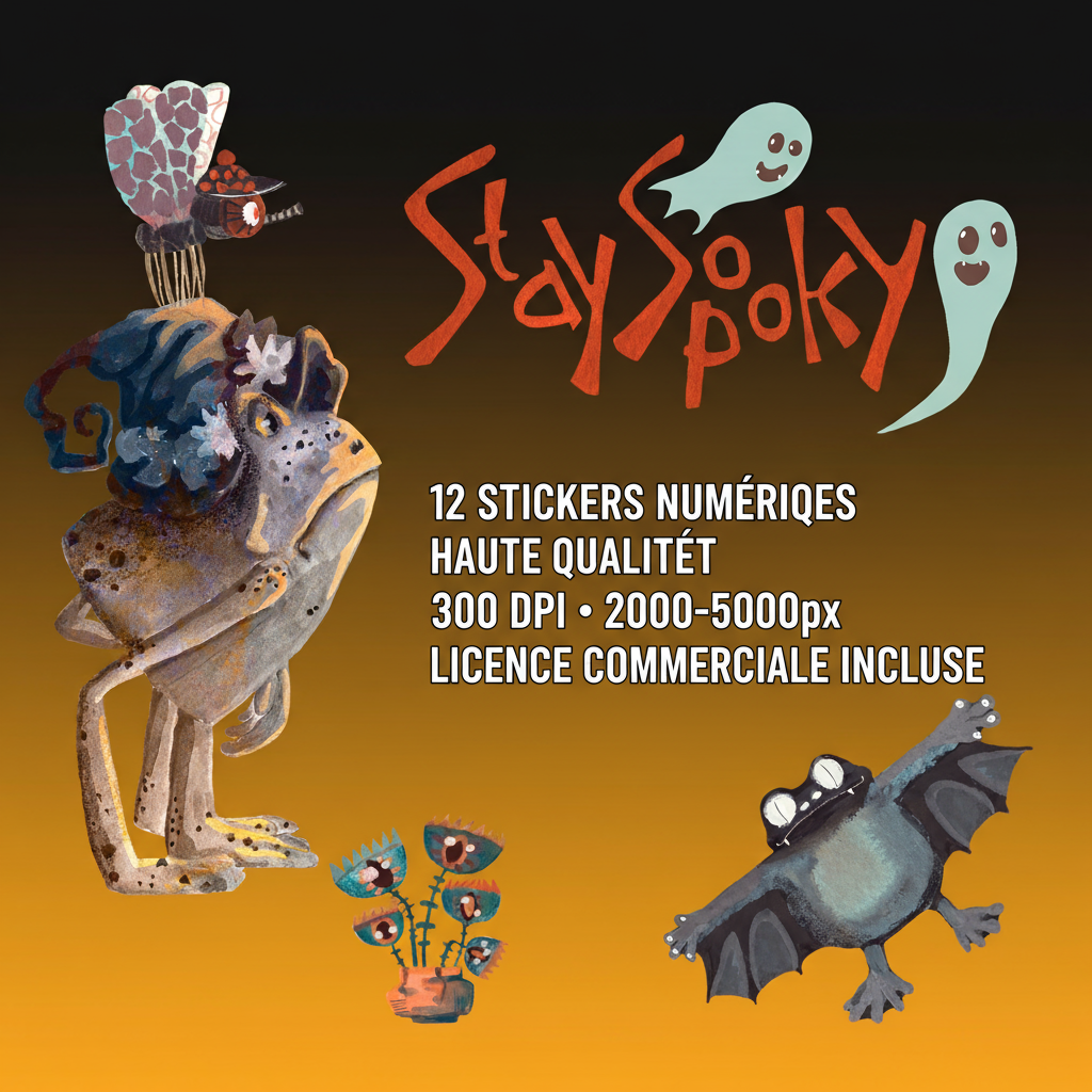 🆕 Pack d'Art Numérique Halloween - 12 Stickers Haute Qualité